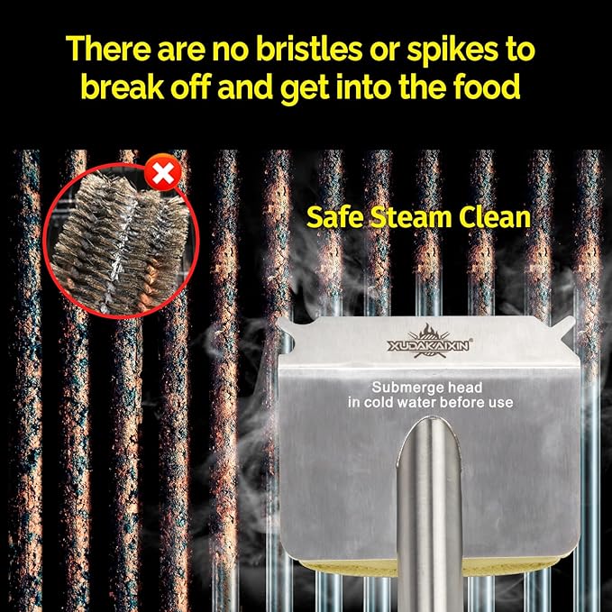 Grill Brush Bristle Free,BBQ Replaceable Scraper Cleaning Head,Safe Grill Accessories for Cast Iron