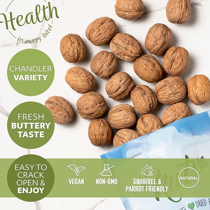 NUTS U.S. - Walnuts In Shell | Grown and Packed in California | Chandler Variety | Fresh Buttery