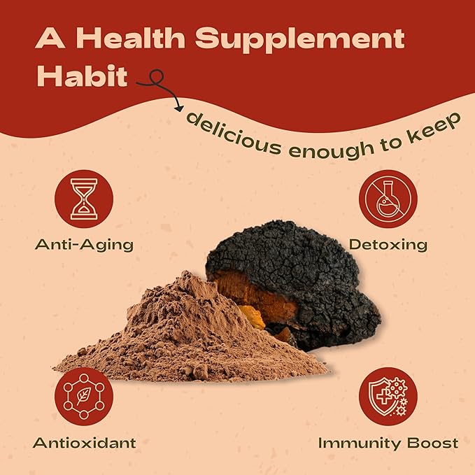 ChagaLatte - Cacao & Mushroom Beverage Blend | Iced Superfood Chaga Supplement & Hot Cocoa | Energy