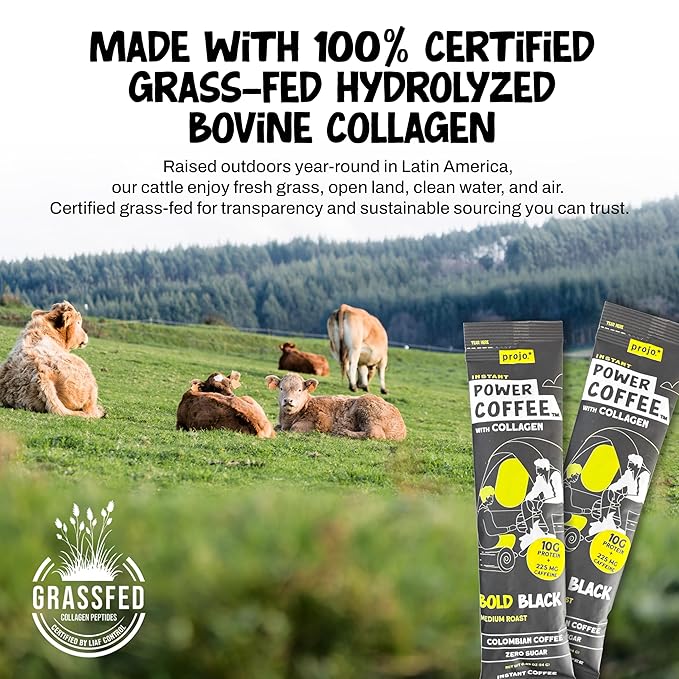 Projo* Power Coffee – Instant Coffee with 10g Protein - Grass-Fed Hydrolyzed Bovine Collagen &