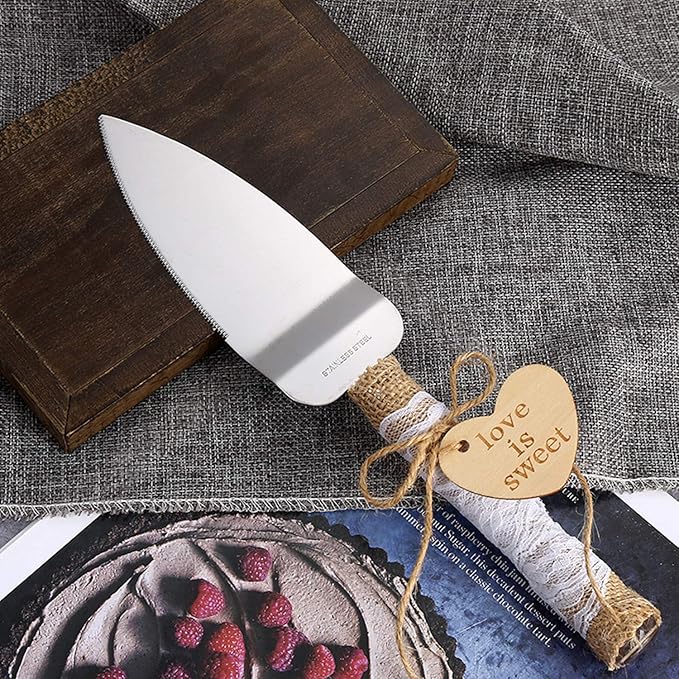 TANG SONG Rustic Style Stainless Steel Wedding Cake Knife and Serving Set Resin Plastic Handle with