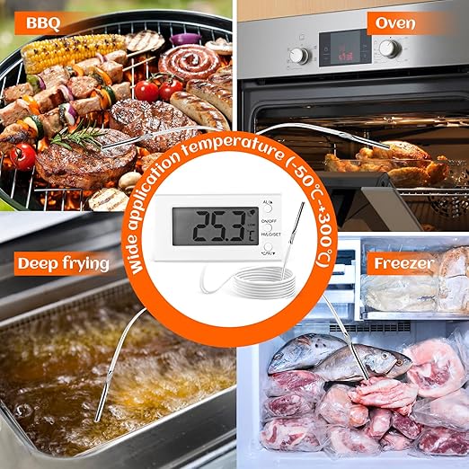 Digital Oven Thermometer -58°F to 572°F/-50°C-300°C, Thermometer with Probe, High Low Temperature