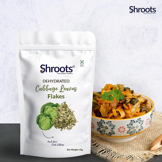 SHROOTS Dehydrated Cabbage Flakes ??Air-Dried, Gluten-Free Dried Cabbage Vegetables with Natural