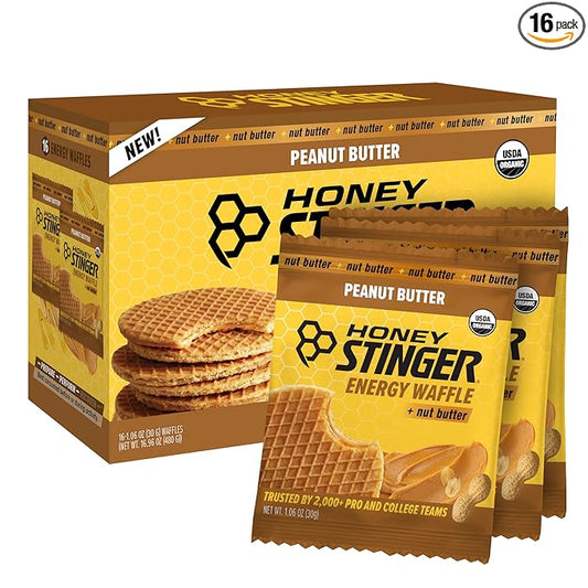 Honey Stinger Organic Peanut Butter Waffle, Energy Stroopwafel for Exercise, Endurance and