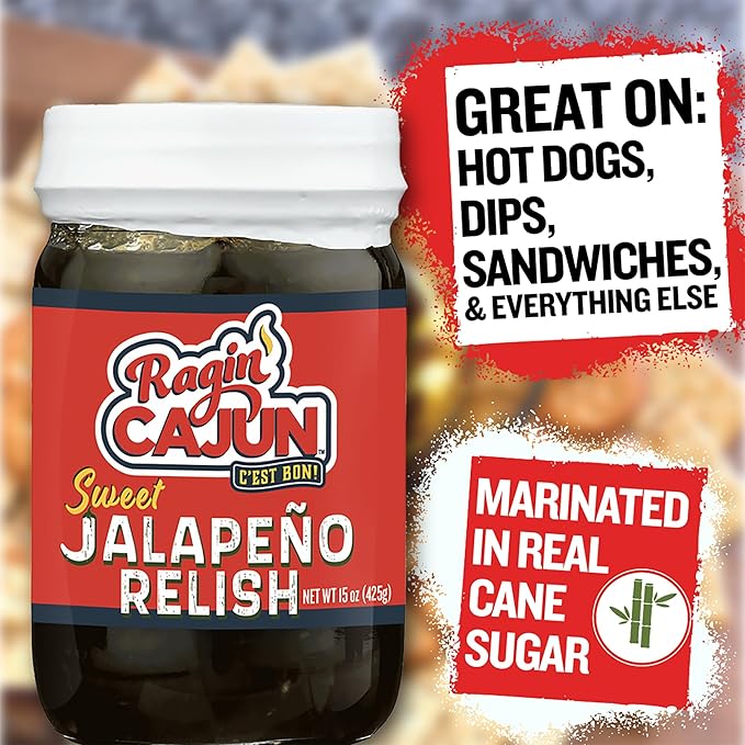 Ragin' Cajun Flavorful Charcuterie Condiment Trio - 1 Jalapeño Relish 15 oz, 1 Jalapeño Slice 14