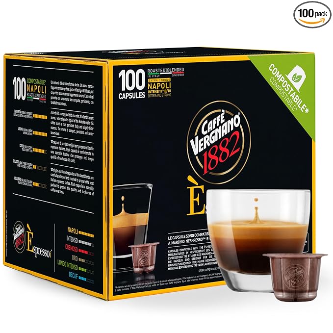 Caffe' Vergnano 1882 Medium Roast Espresso Original Line Machine Compatible Capsules, Single-Serve