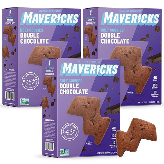 Mavericks Double Chocolate Bolt Cookies - Plant-Based Chocolate Chip Cookies, Healthy, Plant Based