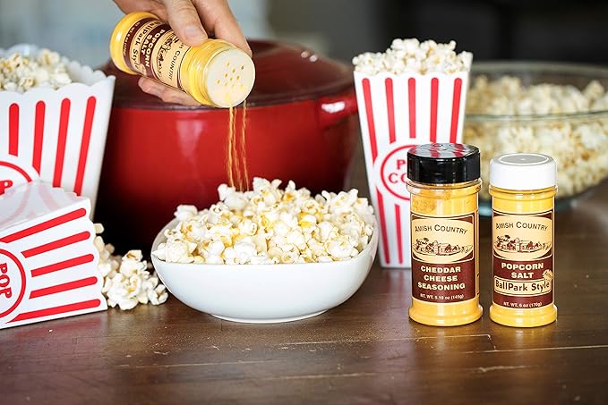 Amish Country Popcorn | Seasoning Variety Pack | BallPark Style ButterSalt - 5.5 oz & Cheddar