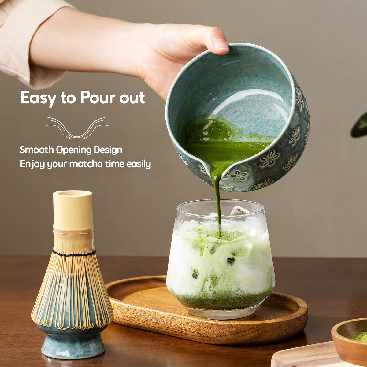 Veraelle Matcha Whisk Set, Ceramic Matcha Set, 6 Pcs Matcha Kit Includes Matcha Bowl, Matcha Whisk