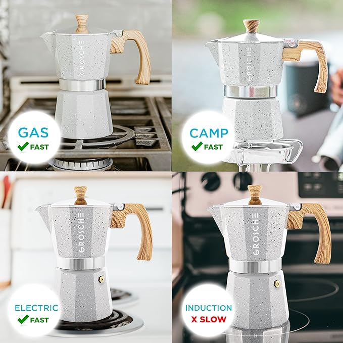 GROSCHE Milano Moka pot, Stovetop Espresso maker, Greca Coffee Maker, Stovetop coffee maker and