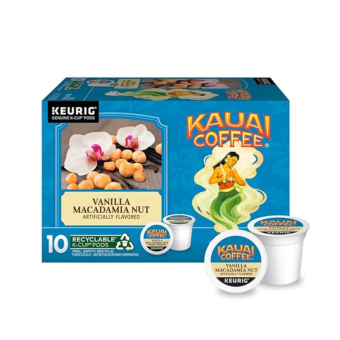 Kauai Coffee K-Cup Pods for Keurig Brewers – Arabica Coffee, 10% Hawaiian – Medium Roast, Vanilla