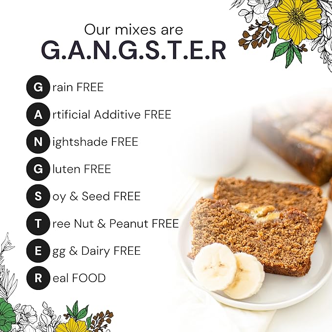 eat G.A.N.G.S.T.E.R. Vegan Banana Bread Mix, Allergy-Friendly Baking Mix, Grain-Free, No Dairy