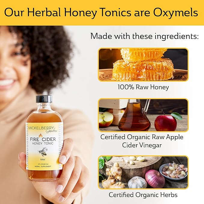 Fire Cider Apple Cider Vinegar Honey Tonic with Organic Turmeric Root, Ginger Root & Dandelion
