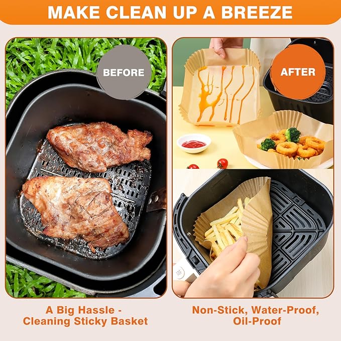 Air Fryer Paper Liners: 250Pcs Parchment Paper Sheets, Air Fryer Liner Disposable, Oilproof