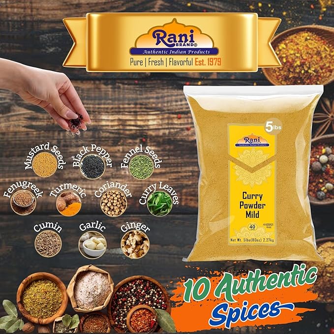 Rani Curry Powder Mild (10-Spice Authentic Indian Blend) 80oz (5lbs) 2.27kg Bulk ~ All Natural |