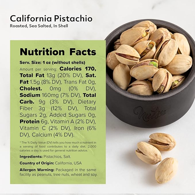 NUTS U.S. ??California Pistachios | Roasted & Salted | No Wax, No Added Color or Flavor | NON-GMO