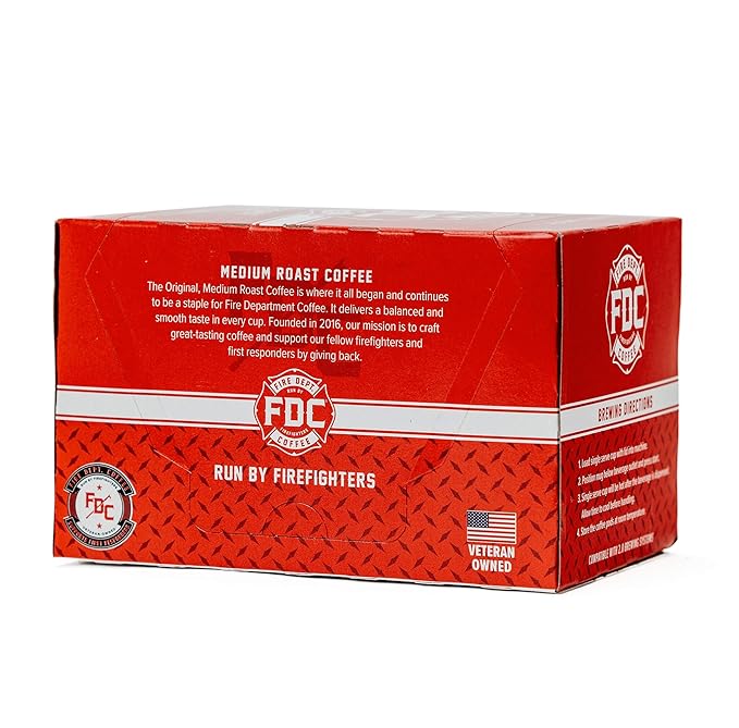 Fire Department Coffee - Gives Back to Firefighters - Original Medium Roast Coffee Pods - Balanced