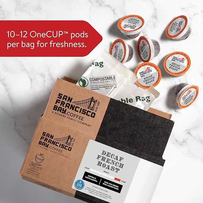 San Francisco Bay Compostable Coffee Pods - DECAF French Roast (120 Ct) K Cup Compatible including