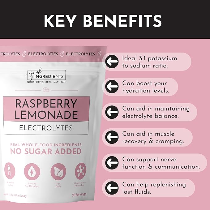 Raspberry Lemonade Electrolytes ??30?‘Serving Hydration Drink Mix with Coconut Water, Essential