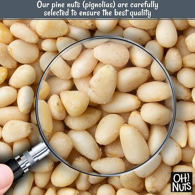 Oh! Nuts Pine Nuts (Pignolias) - Raw - 100% Natural Pine Nuts - 1 lb Bulk Bag - Premium Pignoli