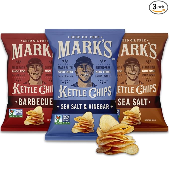 MARK???Kettle Cooked Avocado Oil Potato Chips, Variety Pack ??Seed Oil & GMO Free | 3-Flavor