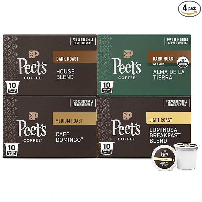 Peet's Coffee, Single Serve Coffee Pods Variety Pack - Luminosa Breakfast Blend, Café Domingo
