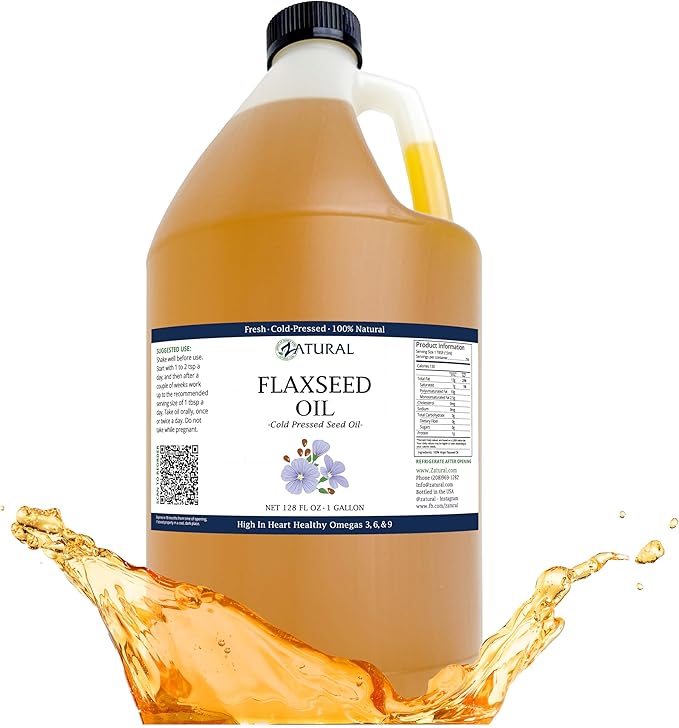 Zatural Flaxseed Oil Naturally Grown 100% Pure Flax Seeds Cold Pressed Vegan Omega Fatty Acids