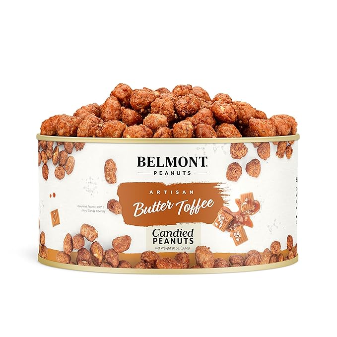 Belmont Peanuts Gourmet Butter Toffee Candied Peanuts, 20 oz (1 Pack) ??Only 4 Ingredients, No