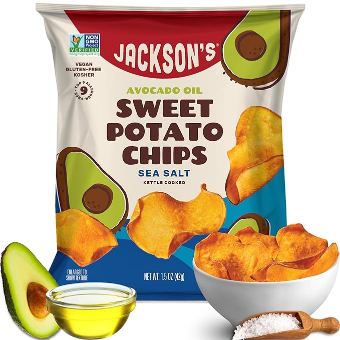 Jackson???Sweet Potato Kettle Chips with Sea Salt made with Premium Avocado Oil (1.5 Ounce, Pack of