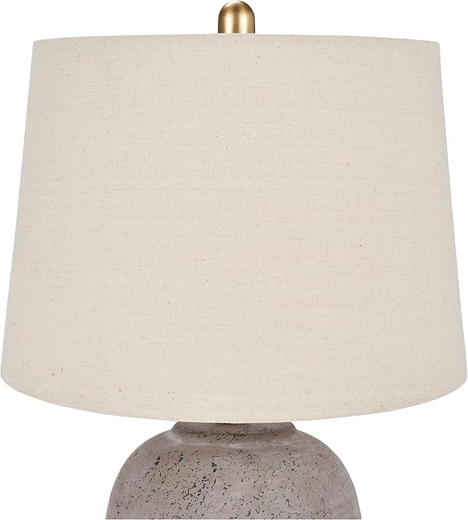 Nourison Home 23" Greyish Brown Earth Tone Rustic Farmhouse Ceramic Table Lamp for Bedroom, Living