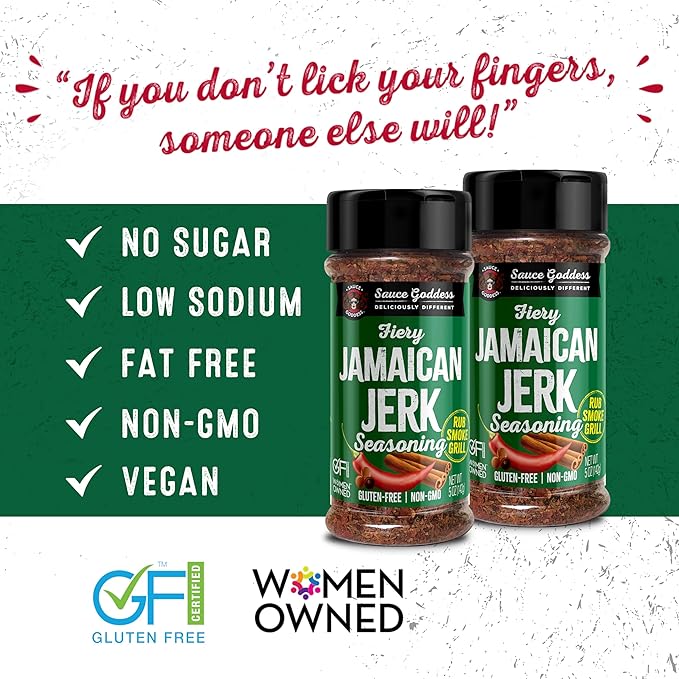 Sauce Goddess Fiery Jamaican Jerk Spice Shaker (2-Pack) - Seasonings and Spices for Cooking with
