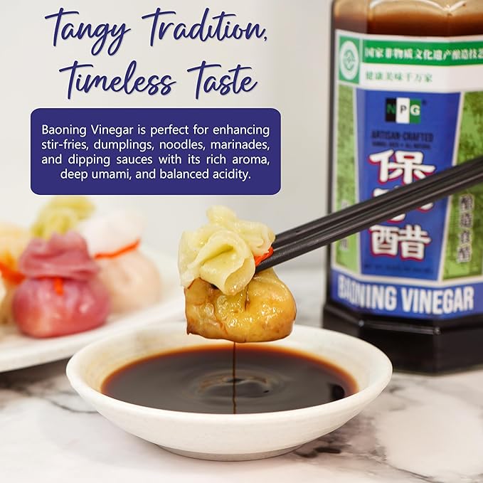 NPG Baoning Vinegar 16.9 Fl Oz, Barrel Aged Black Rice Vinegar, Authentic from Sichuan, Artisan