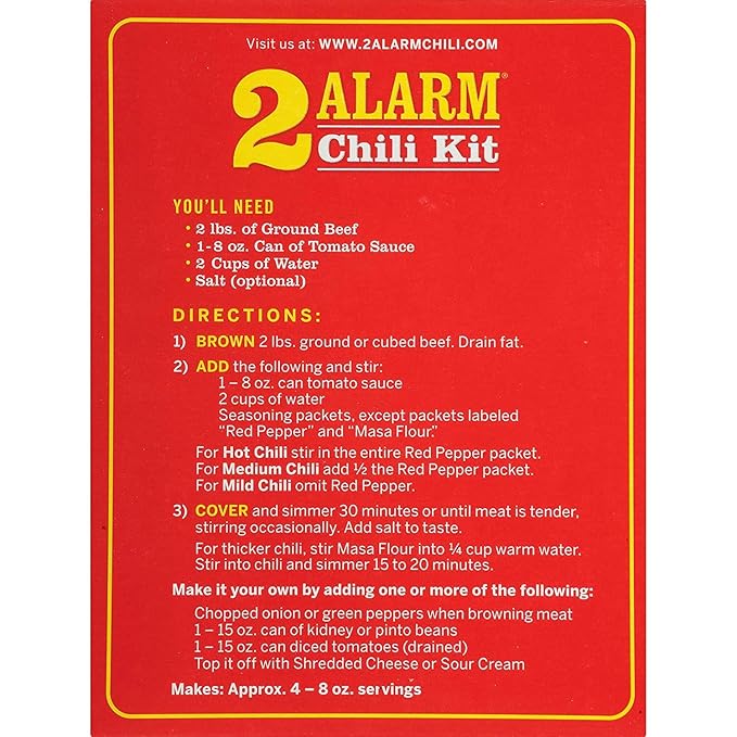 Wick Fowler's 2-Alarm Chili Kit, Texas Style Chili Seasoning Mix with Individual Packs of Spices