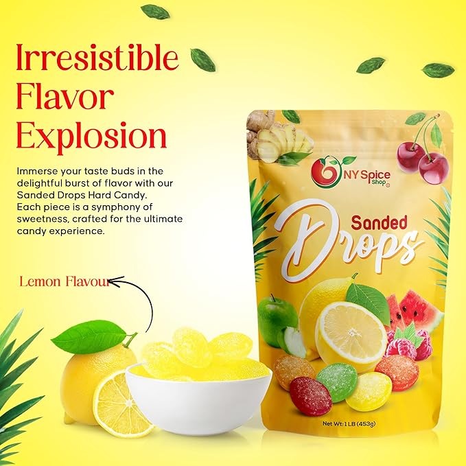 NY Spice Shop Sanded Lemon Drops - 5 Pound Lemon Hard Candy - Old Fashioned Candy - Candy Bulk