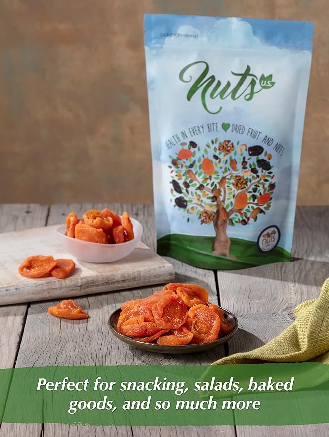 NUTS U.S. - California Sun Dried Fancy Apricots | Juicy and Tangy Flavor | No Sugar or Color Added