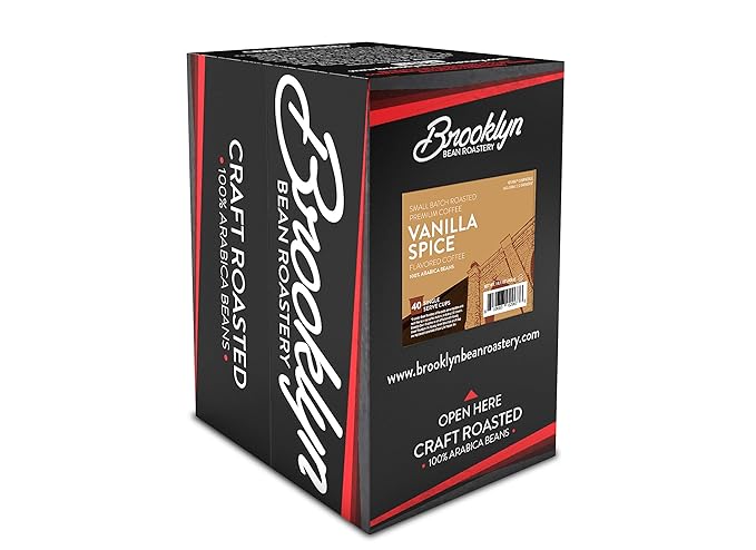 Brooklyn Beans Roastery Vanilla Spice Flavored Coffee Pods - Compatible with Keurig K Cup Brewers