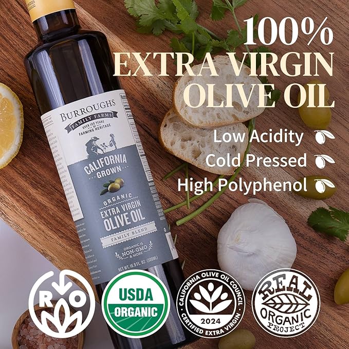 Burroughs Family Farms Premium Organic Extra Virgin Olive Oil ??Cold-Pressed California EVOO
