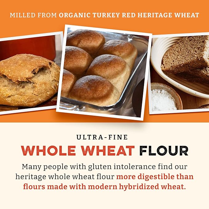 Sunrise Flour Mill Heritage Organic Whole Wheat Flour - 5 lbs | Milled from red hard wheat within