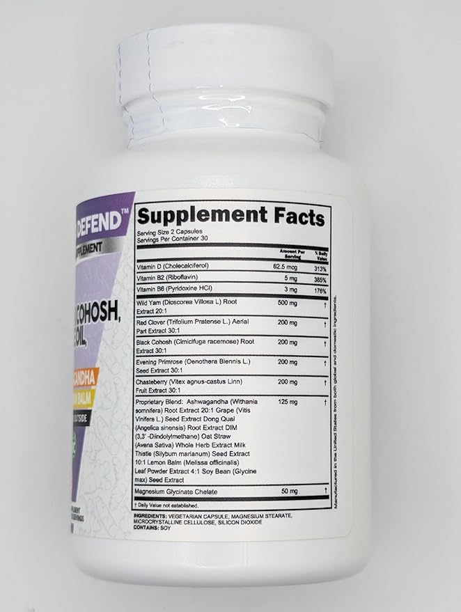 Clean Nutra Wild Yam Root Capsules with Red Clover Black Cohosh Evening Primrose Oil Chasteberry