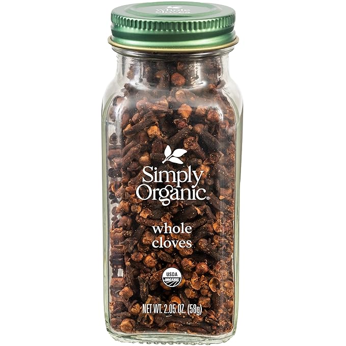 Simply Organic Whole Cloves, 2.05 Ounce Jar, Hand-Selected, Intensely Aromatic & Richly Flavored
