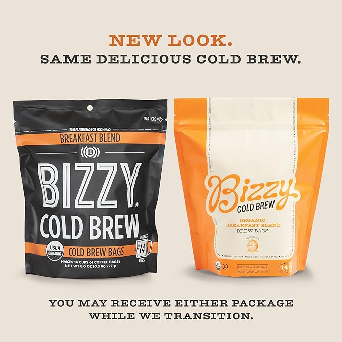 Bizzy Organic Cold Brew Coffee | Breakfast Blend | Coarse Ground Coffee | Medium-Light Roast |