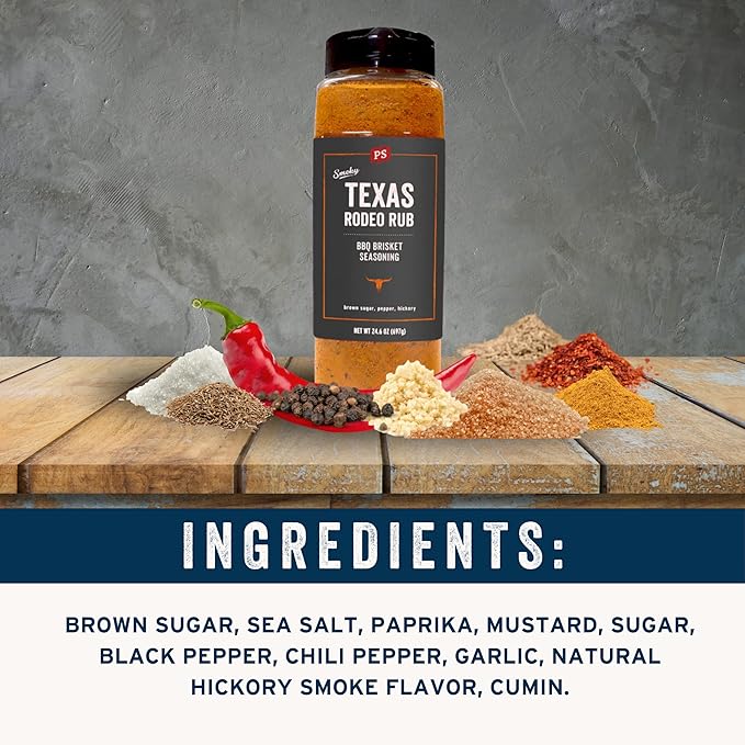 PS Seasoning Texas-Style Brisket Rodeo Rub- Dry BBQ Rubs and Spices for Grilling, Smoking