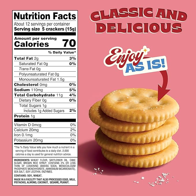 Back to Nature Classic Round Crackers - Dairy Free, Non-GMO, Made with Wheat Flour & Sea Salt