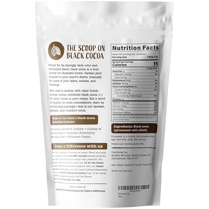 Black Cocoa Powder (1 lb) Bake the Darkest Chocolate Baked Goods, Achieve Rich Chocolate Flavor