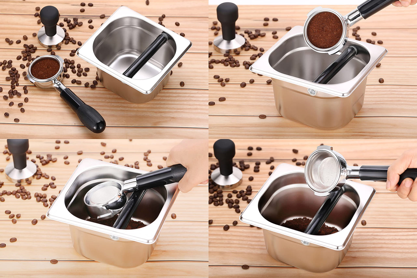 Apexstone Coffee Knock Box Stainless Steel, 6.9 Inch Espresso Knock Box for Espresso Coffee
