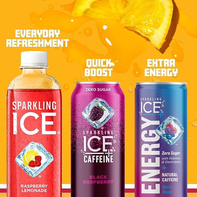 Sparkling Ice, Raspberry Lemonade Sparkling Water, Zero Sugar Flavored Water, with Vitamins and