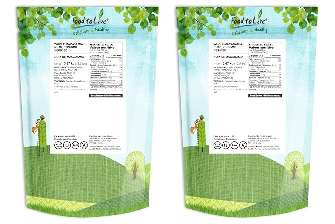 Whole Macadamia Nuts, 25 Pounds – Non-GMO Verified, Raw, Unsalted, Unroasted, Keto Friendly