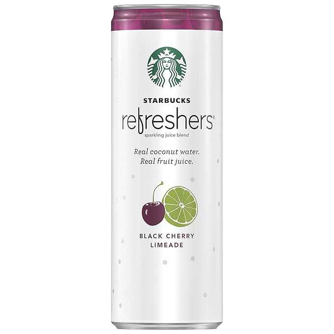 Starbucks Refreshers, 3 Flavor Variety Pack (Peach,Cherry, Stw Lmd), 12 Ounce Sleek Cans (Pack of
