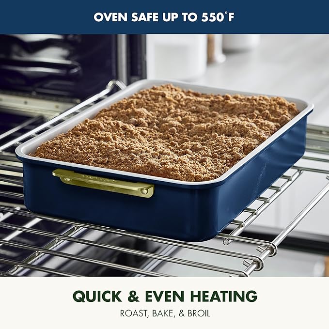 GreenPan Bakeware 13" x 9" Quarter Sheet Pan, Ceramic Nonstick Baking Pan, PFAS & BPA Free, Gold