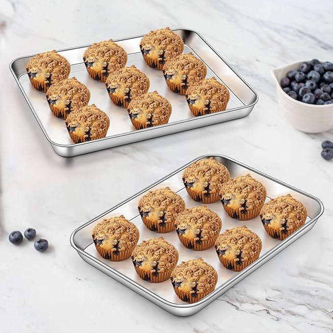 Homikit 2 Pack Baking Sheet, 10 x 8 Inch Stainless Steel Cookie Tray Set for Cooking Toasting